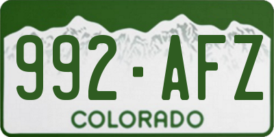 CO license plate 992AFZ