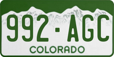 CO license plate 992AGC