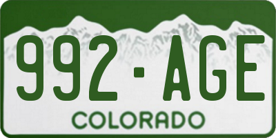CO license plate 992AGE