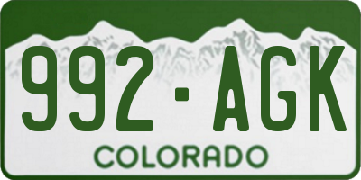 CO license plate 992AGK