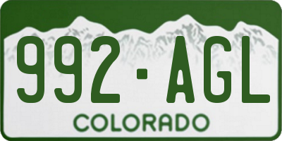 CO license plate 992AGL