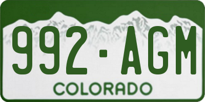 CO license plate 992AGM