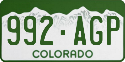 CO license plate 992AGP