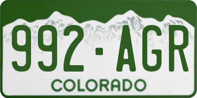 CO license plate 992AGR