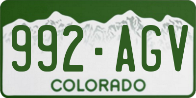 CO license plate 992AGV
