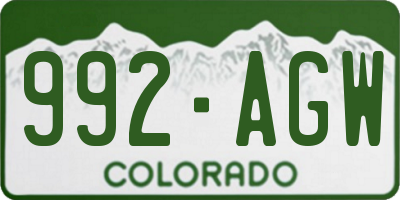 CO license plate 992AGW