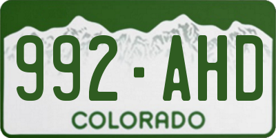 CO license plate 992AHD