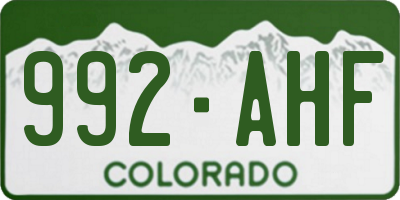 CO license plate 992AHF