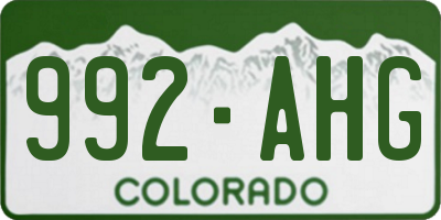 CO license plate 992AHG