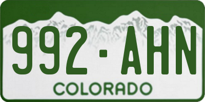 CO license plate 992AHN