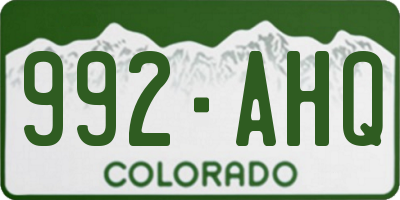 CO license plate 992AHQ