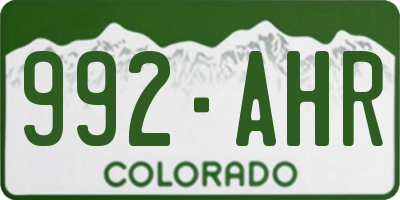 CO license plate 992AHR