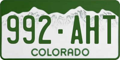 CO license plate 992AHT