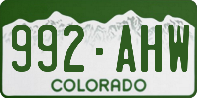 CO license plate 992AHW