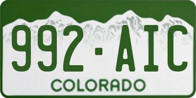 CO license plate 992AIC