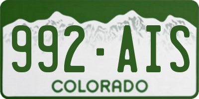 CO license plate 992AIS