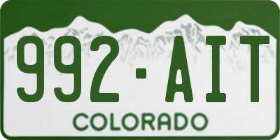 CO license plate 992AIT