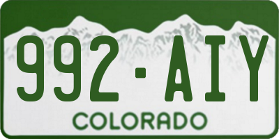 CO license plate 992AIY