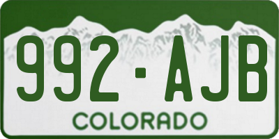 CO license plate 992AJB