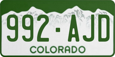 CO license plate 992AJD