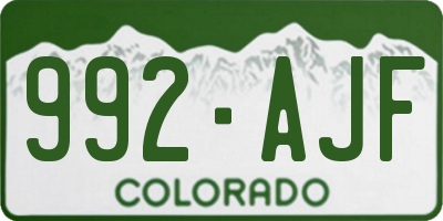 CO license plate 992AJF