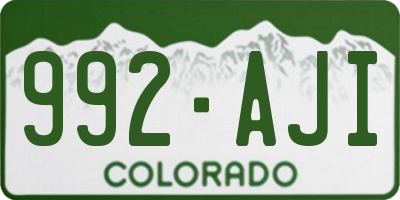 CO license plate 992AJI