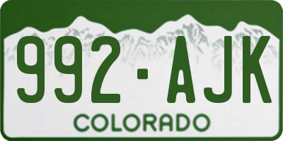 CO license plate 992AJK