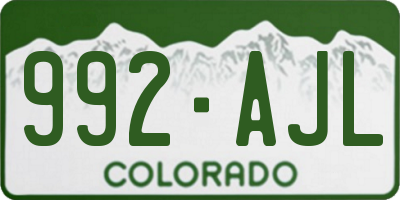 CO license plate 992AJL