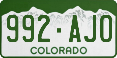 CO license plate 992AJO