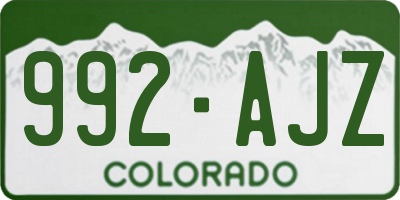 CO license plate 992AJZ