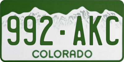 CO license plate 992AKC
