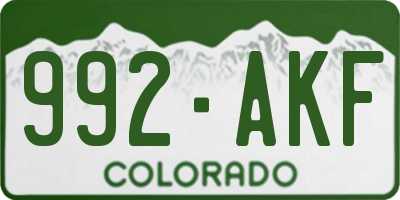 CO license plate 992AKF