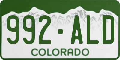 CO license plate 992ALD
