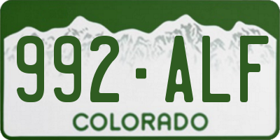 CO license plate 992ALF
