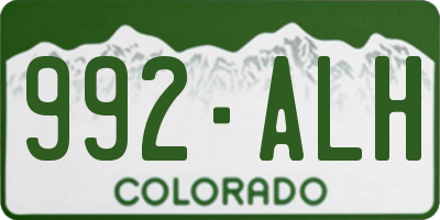 CO license plate 992ALH