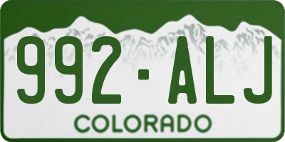 CO license plate 992ALJ