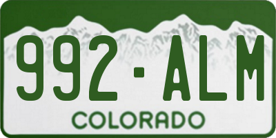 CO license plate 992ALM