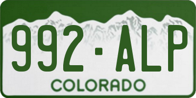 CO license plate 992ALP