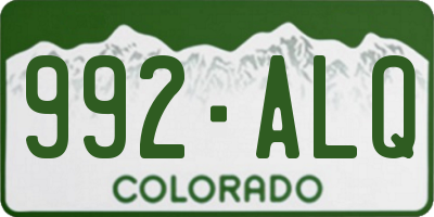 CO license plate 992ALQ
