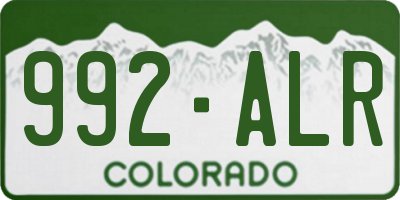 CO license plate 992ALR