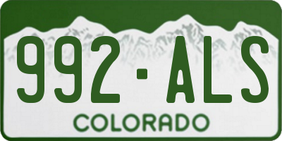 CO license plate 992ALS