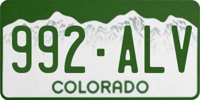 CO license plate 992ALV