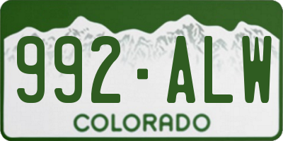 CO license plate 992ALW