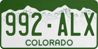 CO license plate 992ALX