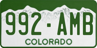 CO license plate 992AMB