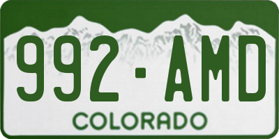 CO license plate 992AMD