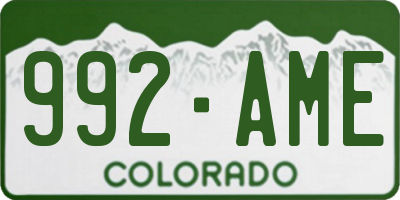 CO license plate 992AME