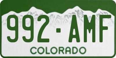 CO license plate 992AMF