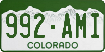 CO license plate 992AMI