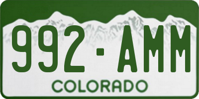CO license plate 992AMM